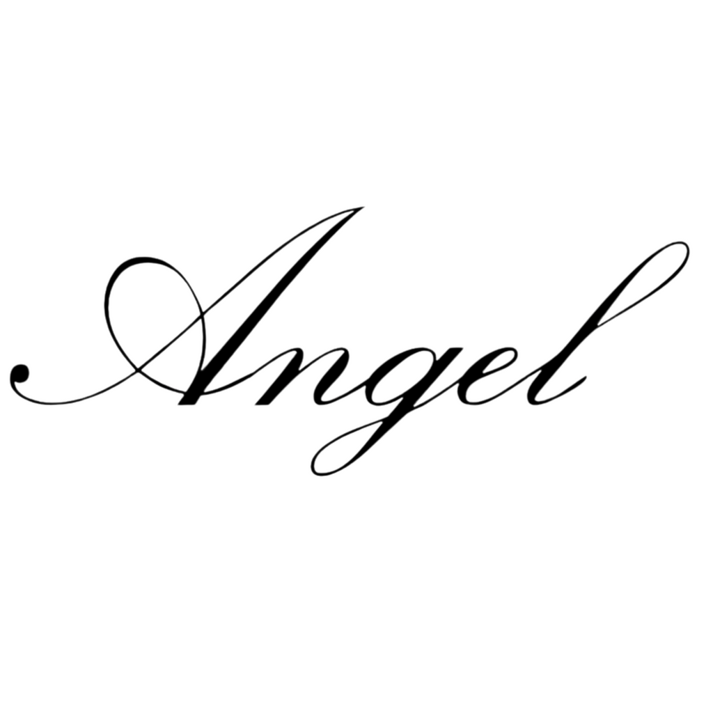 The word 'Angel' written in cursive on a white background