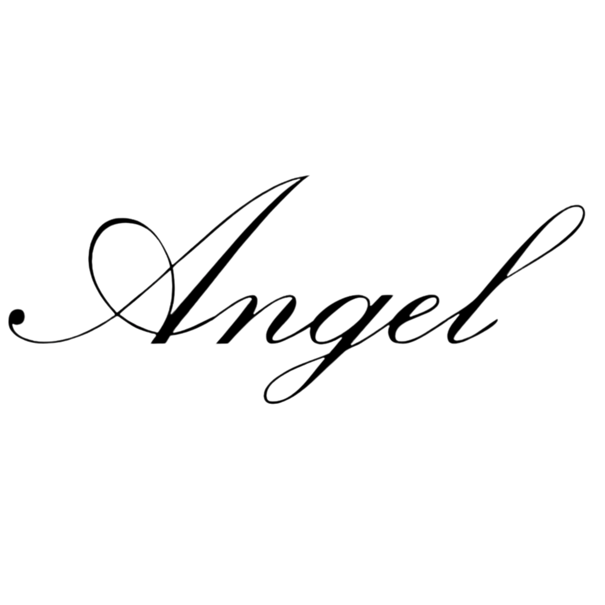 The word 'Angel' written in cursive on a white background