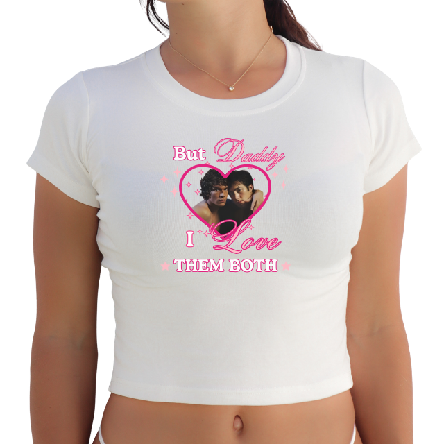 HR "But Daddy I Love Them Both" Y2K Baby Tee