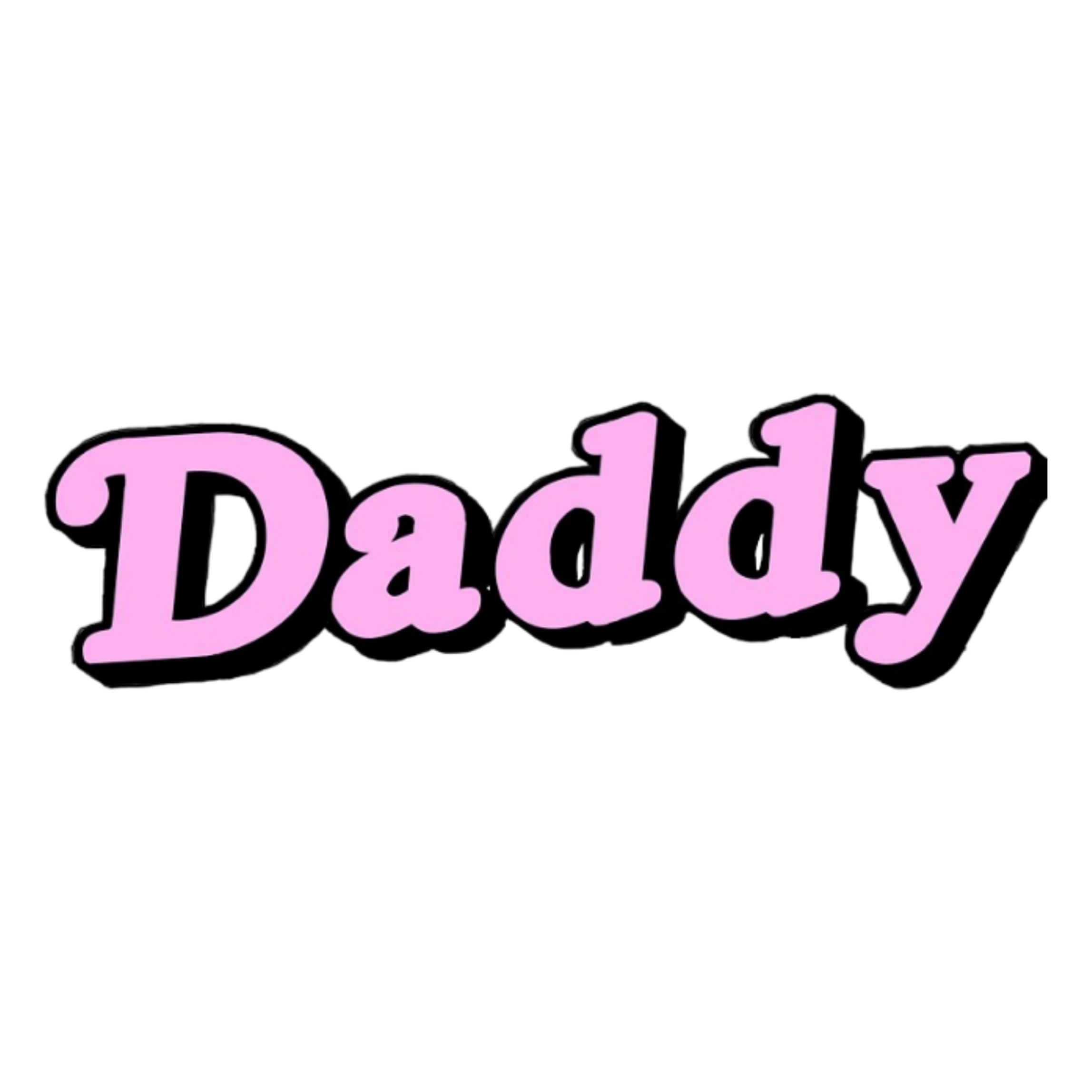 The word 'Daddy' written in pink on a white background