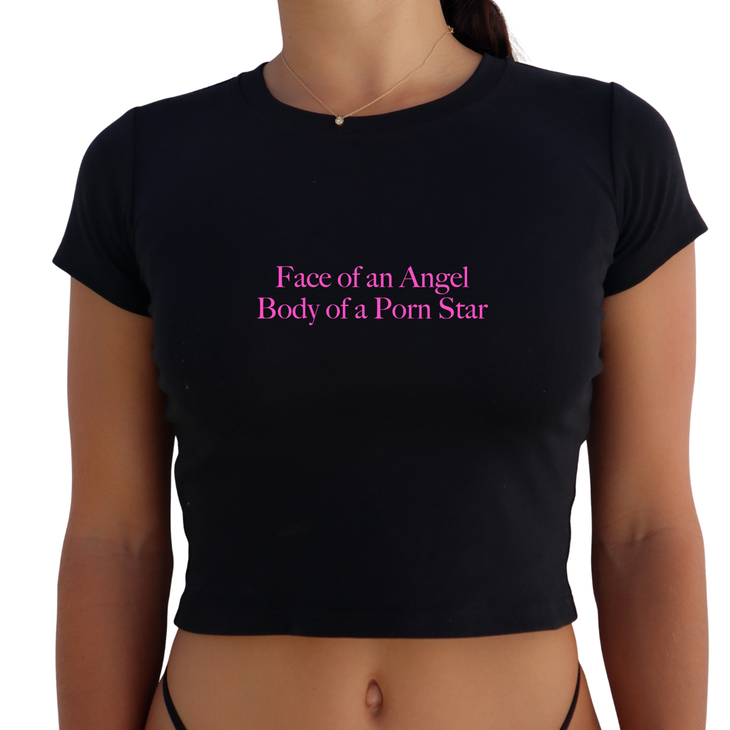 "Face of an Angel Body of a P Star" Y2K Baby Tee