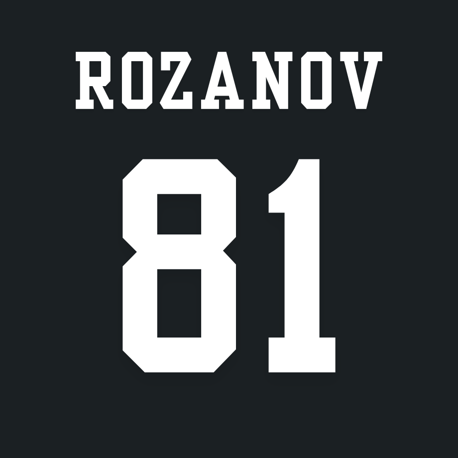 Black background with white text 'ROZANOV' and number '81'
