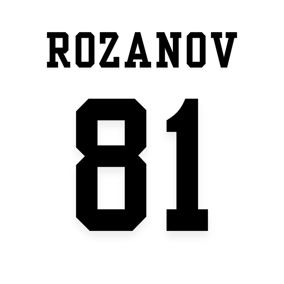 Black text 'ROZANOV' and number '81' on a white background