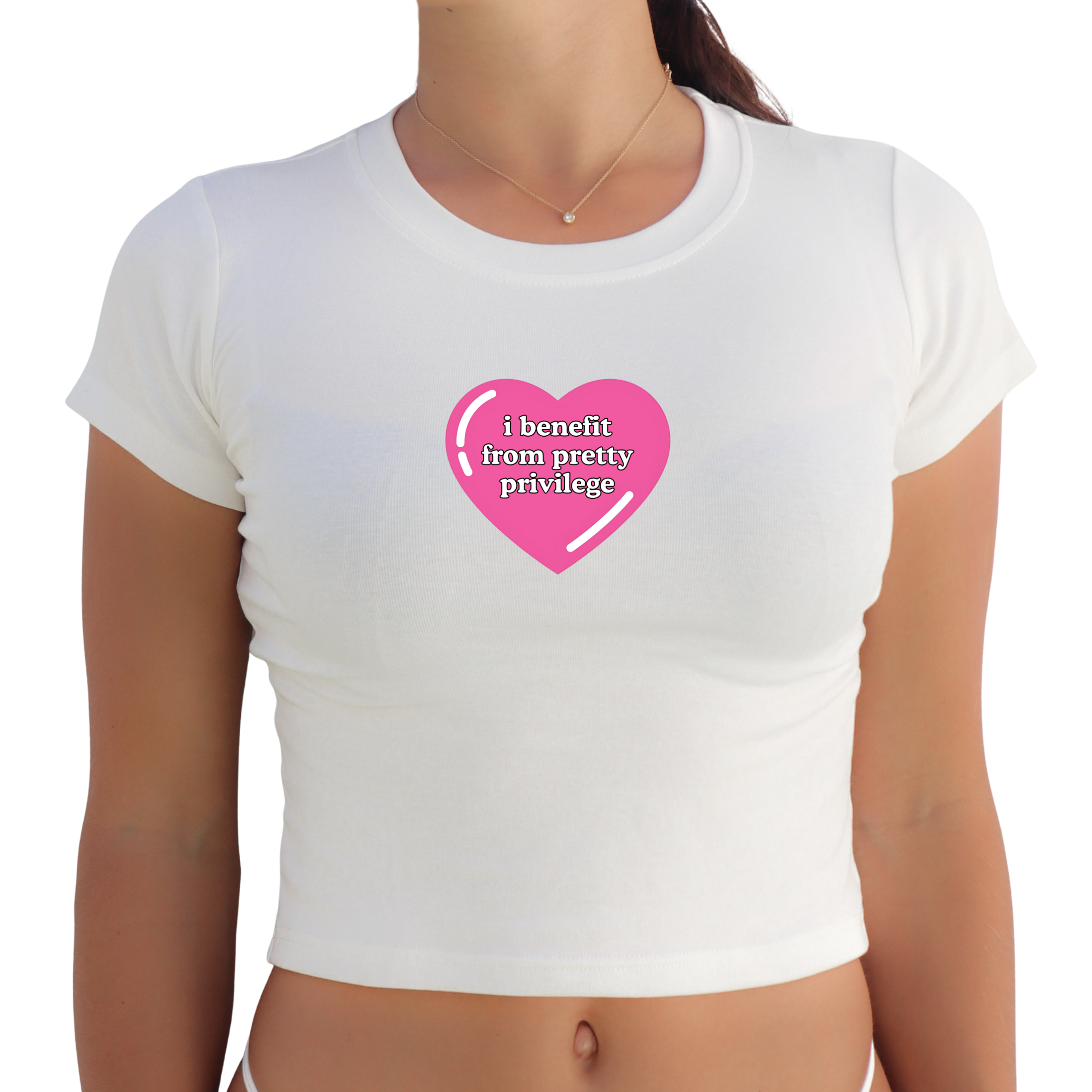 "I Benefit From Pretty Privilege" Y2K Baby Tee